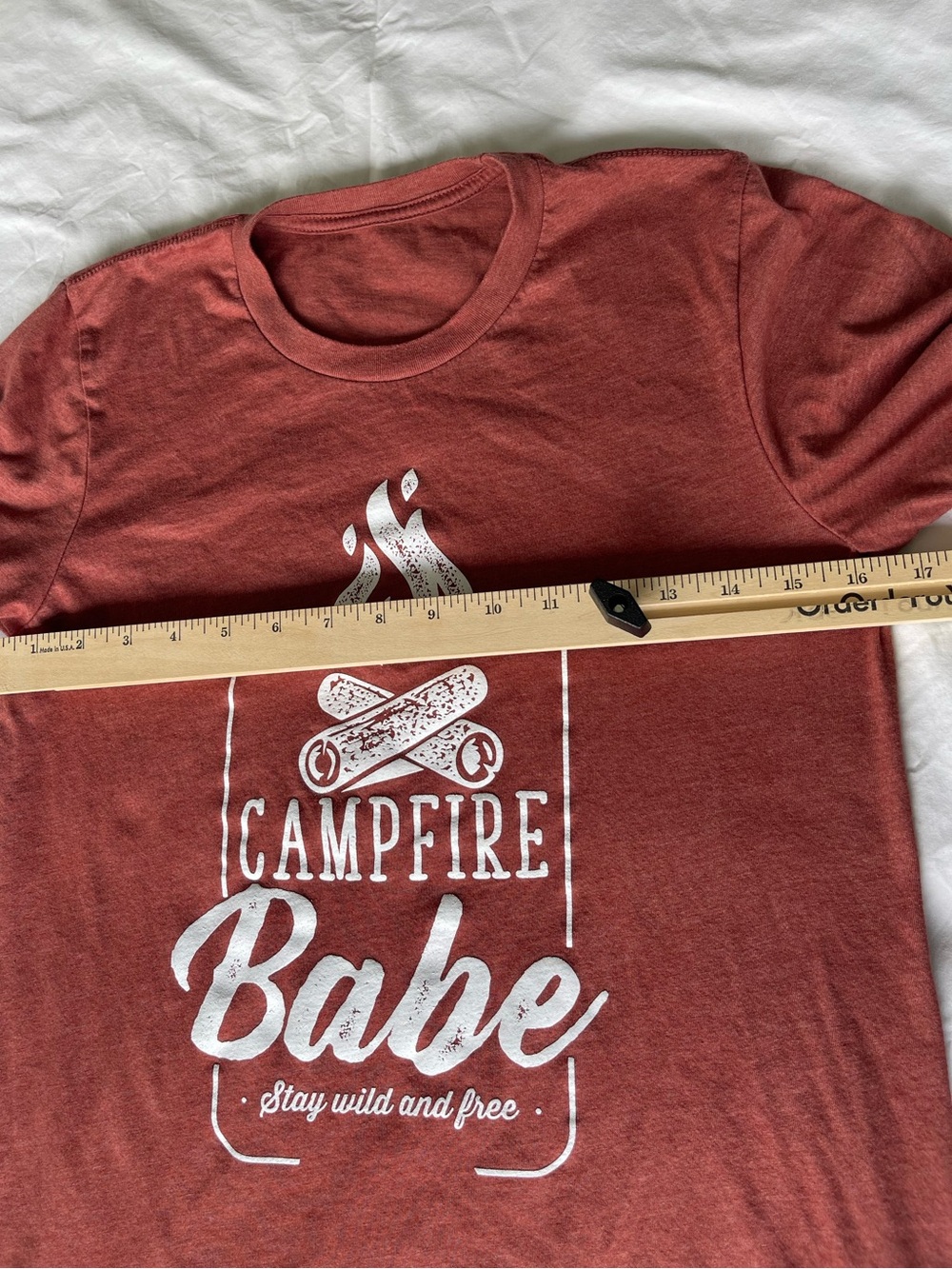 Campfire Babe Stay Wild and Free Graphic Tee Rust Red Short Sleeve T-Shirt - Picture 5 of 5